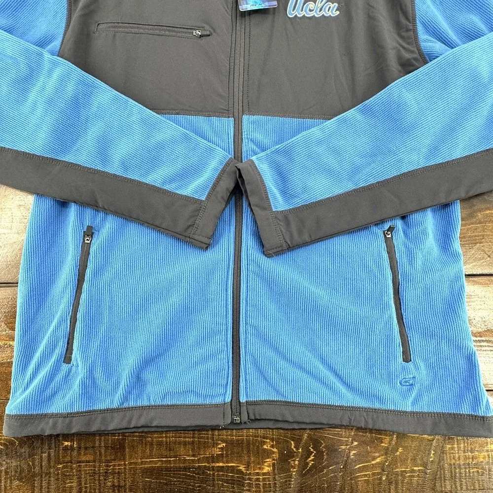 Men's Colosseum UCLA‎ Bruins Blue & Gray Mesa Corded Polar Full Zip Fleece Large